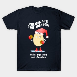 Santa Hat Egg Nog White Text T-Shirt